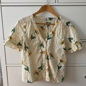 Madewell Eyelet Village Ruffle-Sleeve Shirt Small